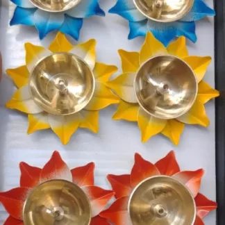 3-4" Brass Lotus Diya - Pack of 6