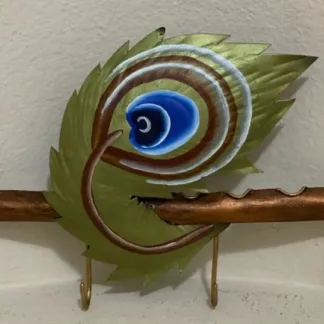 Peacock Feather Key Holder - 12"x7"