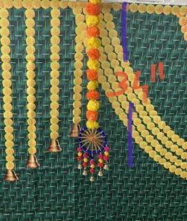 Artificial Marigold Garland hanging with Pompoms