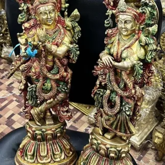 21 inch solid brass Radha Krishna idols sacred pair Kreative Eye